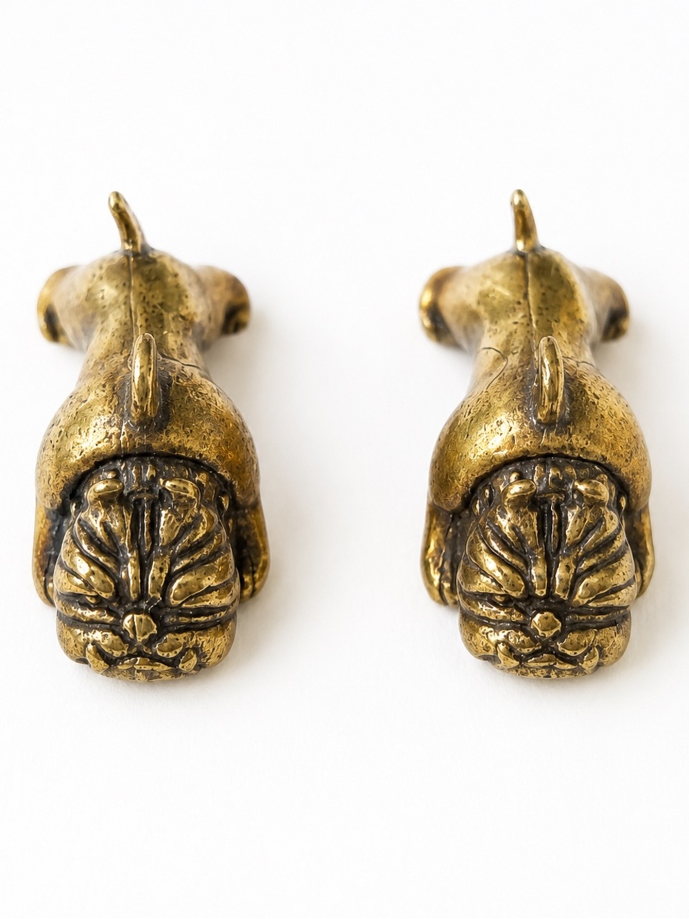 Vintage Brass Colored Bulldog Charms Pair Dog Bracelet Necklace Charms
